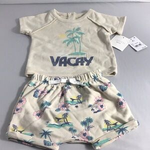 New Grayson Mini Beige Tropical Print Baby Set